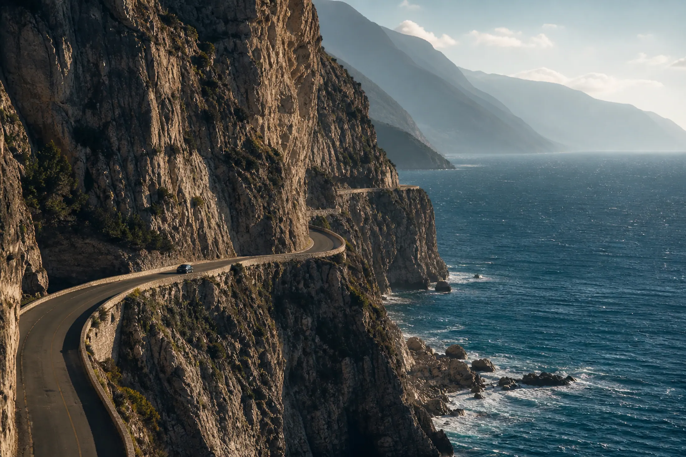 Chapman's Peak Drive carved into cliffs above the Atlantic Ocean